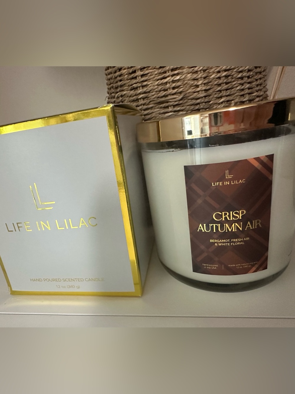 Life in Lilac candle - Crisp Autumn Air (brand new in box)